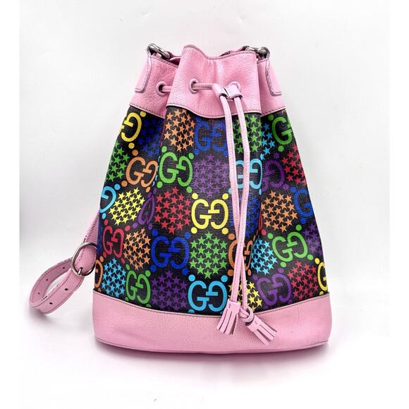 Bucket Bag Psychedelic Print GG Coated Canvas Medium - Picture 1 of 12
